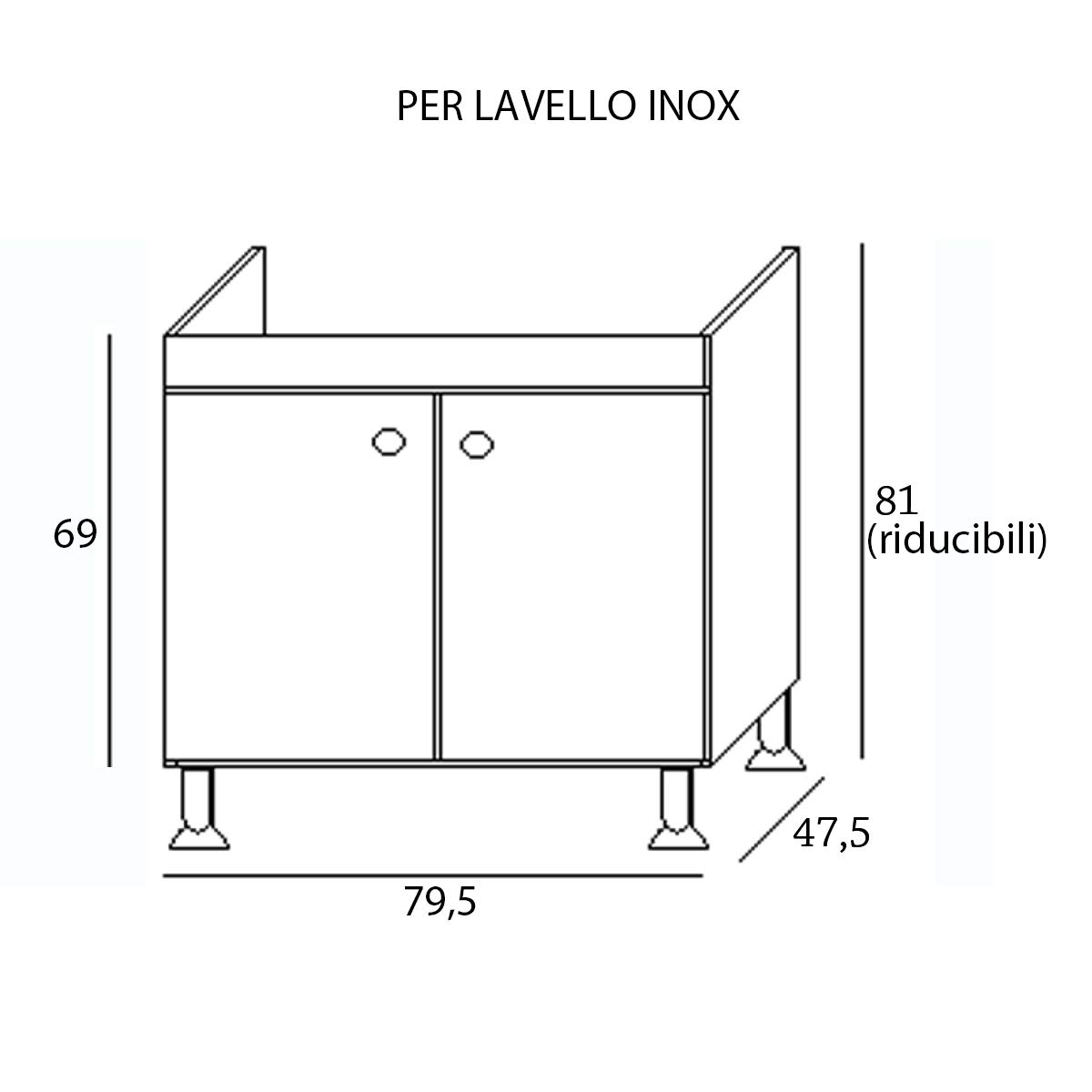 Arredobagno e Cucine Mobile sottolavello rovere,2 sportelli completo di lavello inox cm.80,vasca a sx