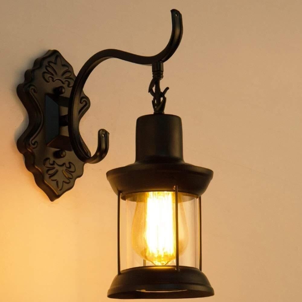 JKJZSALJ Industrial Vintage Single Head, Rustic Nordic Wall Sconce Fixtures Retro Red Copper & Brass Fixture, Iron With A Glass Lampshade, Tfor Home Bar Bedroom Bedside Corridor Decor