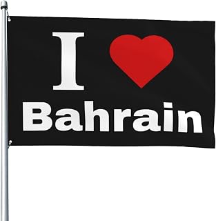 I love Bahrain Flag 4x6 Ft Heavy Duty Banner Durable Yard Outdoor Flags Decoration For All Seasons