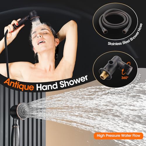 Image of Rainfall Shower System Shower Faucet Set, Luxury, Antique,Oil Rubbed Bronze