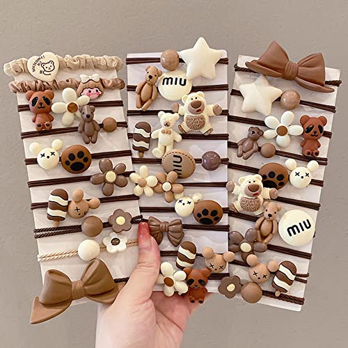 Cute Hair Ties For Women、Girls、Toddler Girls、Kids，Elastic Hair Ties For Thick Hair、Thin Hair，No Damage Hair Rubber Bands ((Star Bear 10Pcs)) #TOP1