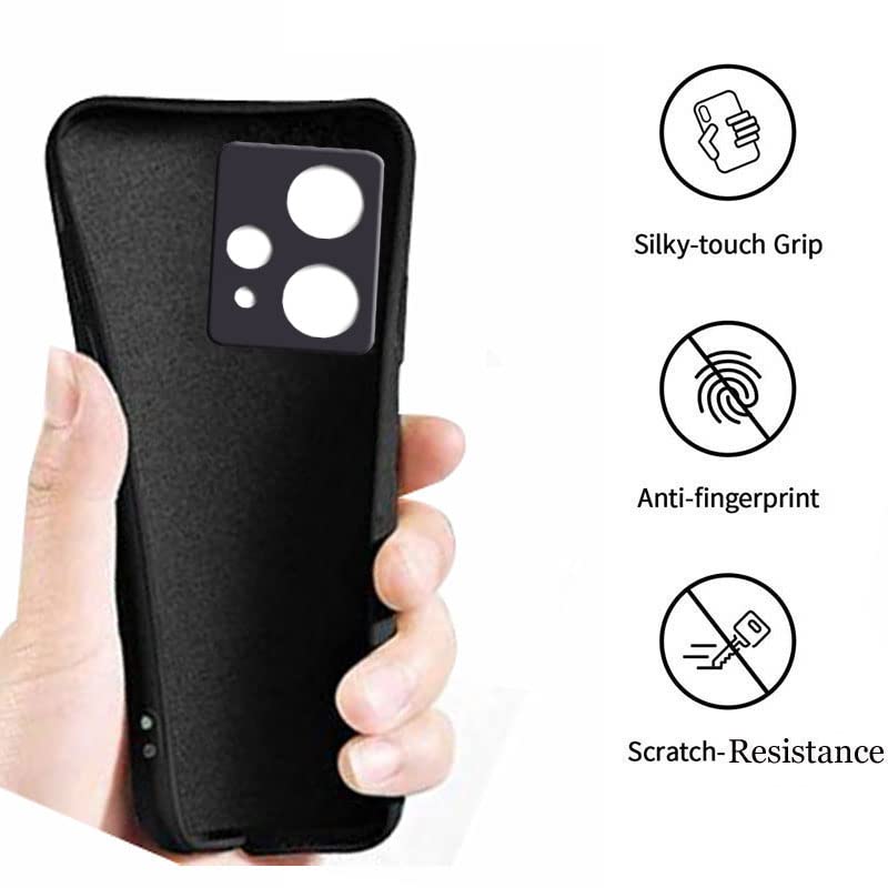 Image of A rtistque Liquid TPU Silicone Matte Shockproof Flexible with Camera Protection Soft Back Cover Case for Realme 9 Pro 5G - Black