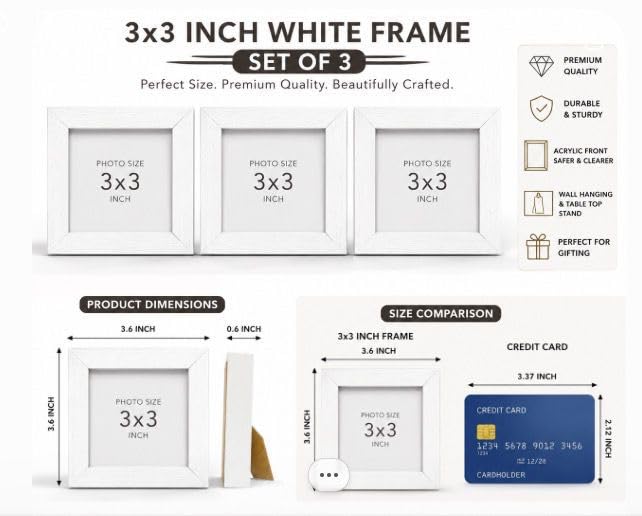 Image of Photo Frame Set of 3 - Modern Tabletop Picture Frames for Desk, Living Room & Bedroom Decor, Perfect for Wedding, Couple & Family Photos (White)