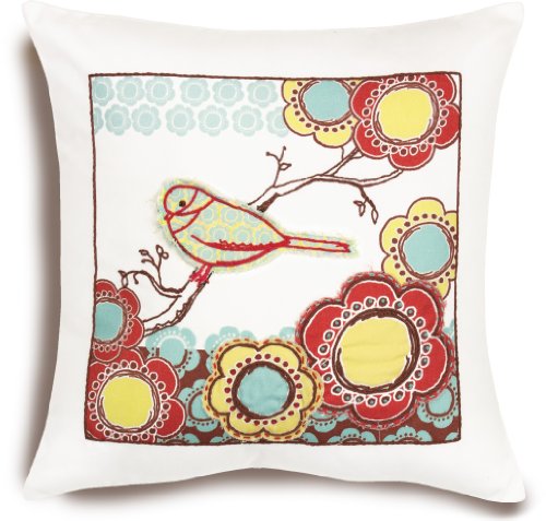 DIMENSIONS Needlecrafts Handmade Embroidery, Bird On Branch Pillow