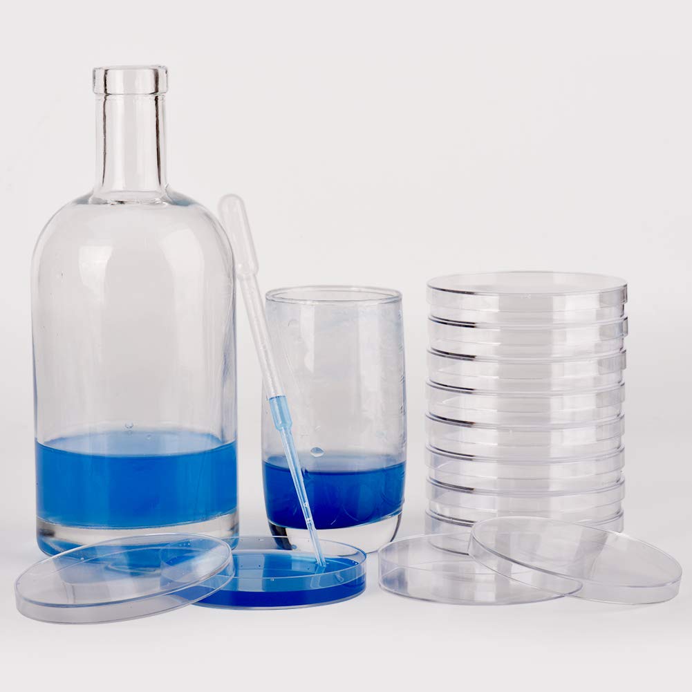 20 Pcs Plastica Piastra di Petri,Set Di Piastre Di Petri In Plastica Sterile Da(90 mmx15 mm) Con Coperchio,Ventilate Fornito Con 20 Pipette Di Trasferimento In Plastica(3ml)