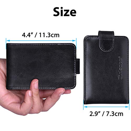 Image of Wisdompro Credit Card Holder, Slim Leather RFID Blocking Wallet Debit Card Protector Organizer Case (Build in 20 Card Slot & 6 Small Cells for Memory Cards)-Horizontal Black