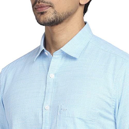 Image of Colorplus Men's Pure Cotton Yarn Dyed Pattern Tailored Fit Spread Collar Full Sleeve Casual Shirt
