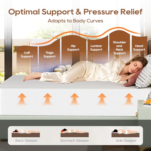 Image of FDW 14 Inch Twin Mattress, Medium Firm Base Foam, Breathable & Comfortable with Removable Washable Zipper Cover, Bed in a Box, CertiPUR-US Certified, White