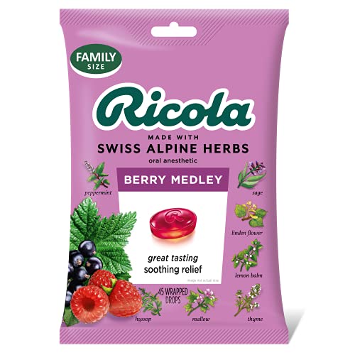 Ricola Berry Medley Bundle, Family Pack, Supplement Drops Family Bag, 45 Drops Per Bag, 2-Pack #TOP1