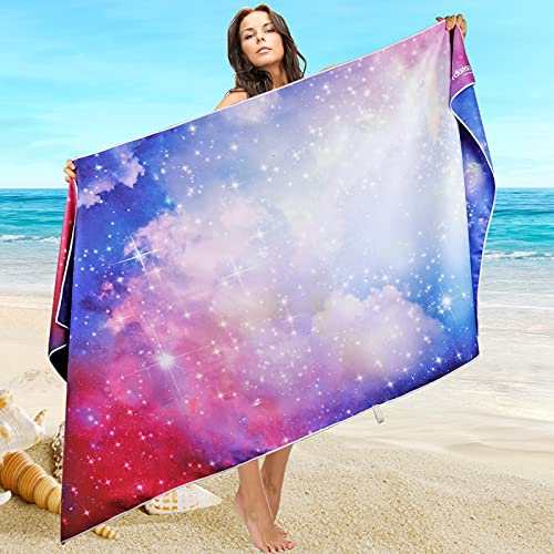 SYOURSELF Microfiber Beach Towel for Travel, 71"x 35",Extra Large Beach Towels,Quick Dry,Super Absorbent, Lightweight Sand Free Towel for Pool, Swim, Water Sports, Gym, Camping,Outdoor,Picnic(Starry)