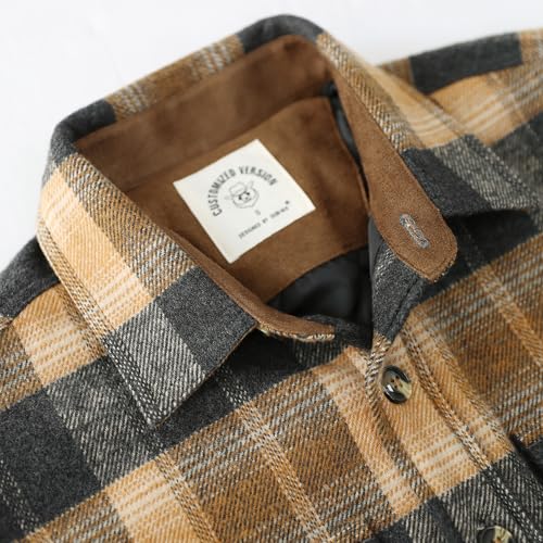 Image of Dubinik Mens Shacket Flannel Shirt for Men Lightweight Jacket Casual Plaid Coat with Warm Lining Long Sleeve Button