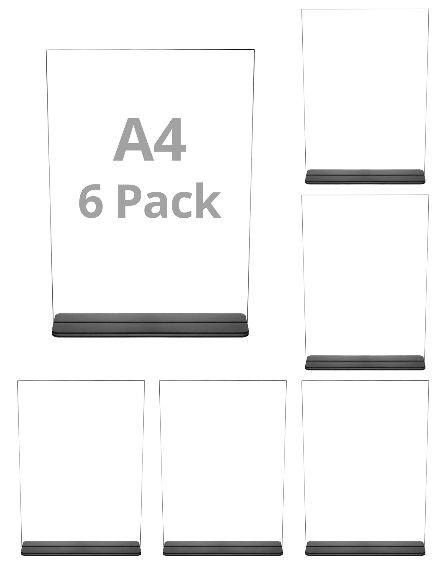 QWORK® 6PCS Présentoirs de Table en Acrylique - A4 - pour Affiches Menus Brochures Bureaux Boutiques Hôtels Restaurants Expositions Mariages