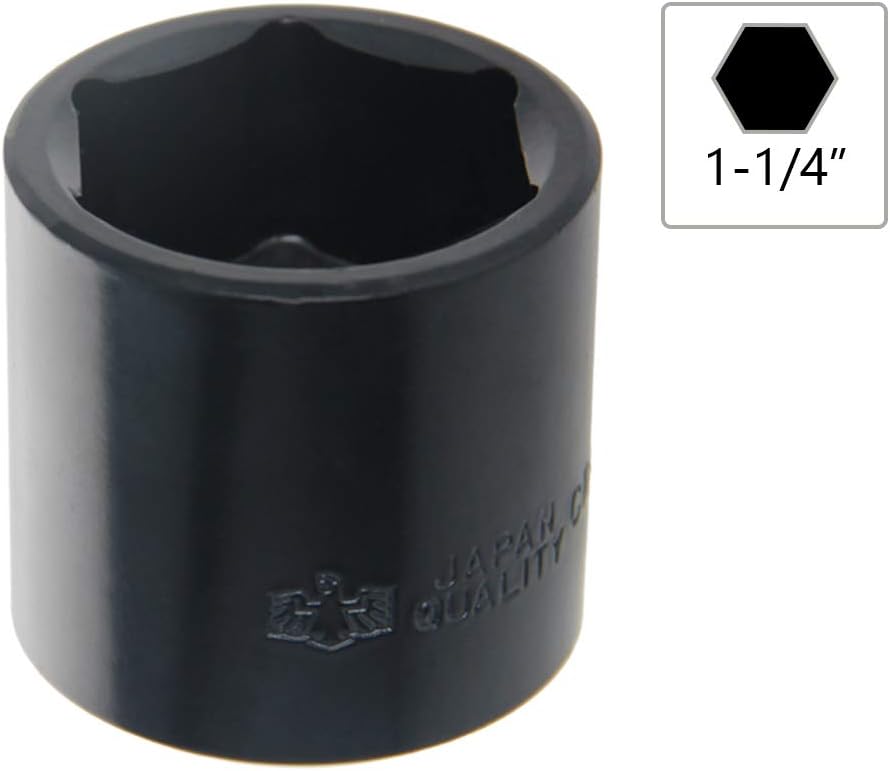 Utoolmart 1/2-Inch by 1-1/4 Inch Shallow Impact Socket, 6-Point, Cr-V, Metric 1pcs