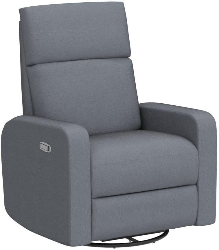 Nurture& The Glider Plus - Premium Nursery Power Recliner | Swivel Chair with Adjustable Head Support and Adjustable Lumbar Support | Built-in USB - The Ultimate Comfort for Nursing, Relaxing (Gray) Grey image 6 of 10 B0C2W59LPV
