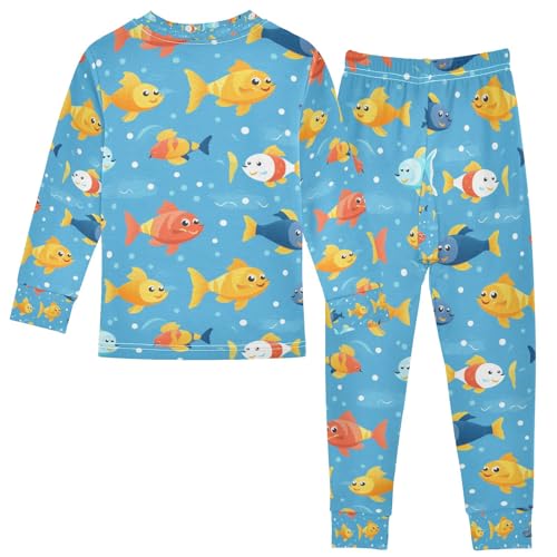 senya Rainbow Fish Pajamas Set Long Sleeve Soft Cotton Sleepwear 2 Piece2