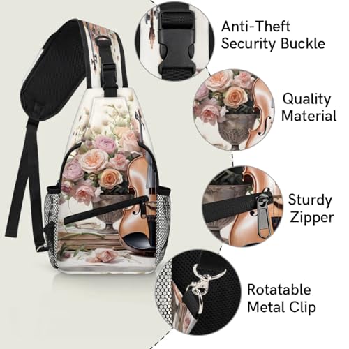Sling bag para hombre y mujer con diseño floral miniatura 3