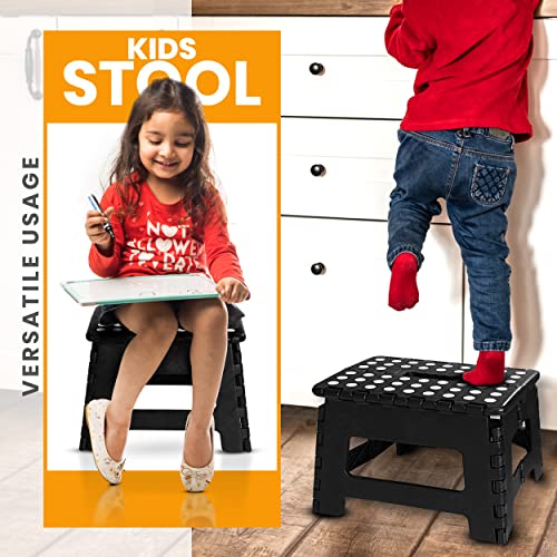 Utopia Home Folding Step Stool - (Pack Of 1) Foot Stool With 9 Inch Height - Holds Up To 300 Lbs - Lightweight Plastic Foldable Step Stool For Kids, Kitchen, Bathroom & Living Room (Black) #TOP4