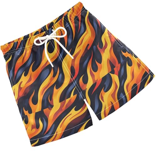 Pigsaly Boys Swim Trunks Flaming Tiger Fire Boys Board Shorts Swimsuit Swimwear Summer Bathing Suit 2T Multicolor