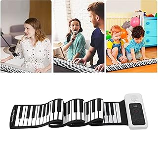 88 touches Roll Up Piano, 14 morceaux de démonstration Hand Rolls Piano LED Enregistrement pour cadeaux - Les Beatles, Paul McCartney, John Lennon, RIngo Starr, George Harrison