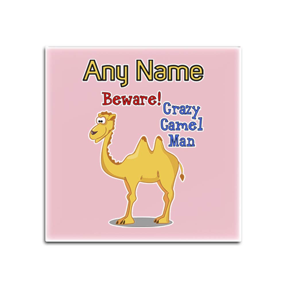 Dessous-de-verre en verre anti-tache Crazy Camel Man rose carré lot de 4