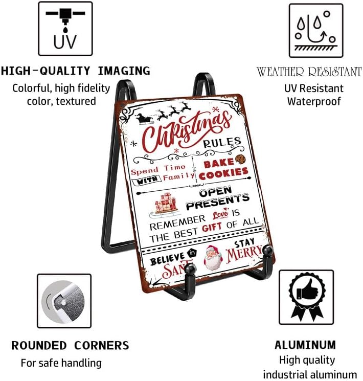 Miniatura 3 de Letrero de metal con reglas de Navidad, con texto en inglés Pasar tiempo con la familia, decoración de casa de campo, decoración de Navidad, póster