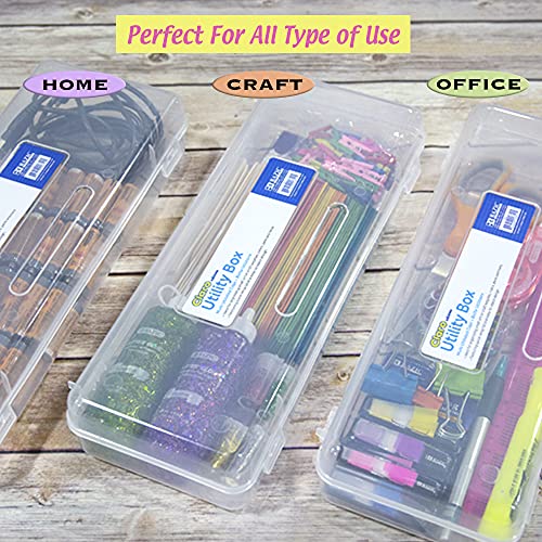 BAZIC Plastic Pencil Case, Ruler Length Large Utility Storage Box, Clear Color, Multi Purpose Organizer, 1-Pack