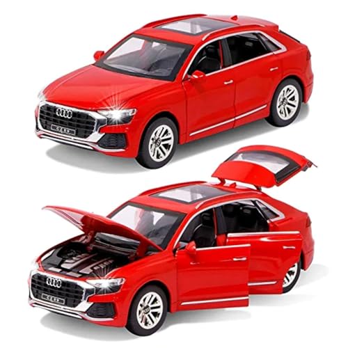 Image of DEOXY 1:32 Scale Audi Q8 Die-Cast Metal Pullback Car Toy with 6 Openable Doors, Lights, and Sounds for Kids Boys and Girls Children (red)