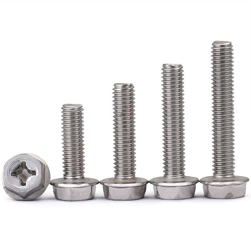Image of Rely⇒VP INDUSTRIES (Pcs-25) M6x12 mm Hex Phillips Flange Head Screw | Hex Phillips Flange Bolt for Joining Wood Boards, Kitchen Worktops, Cabinets, Cupboards,Chairs & Beds