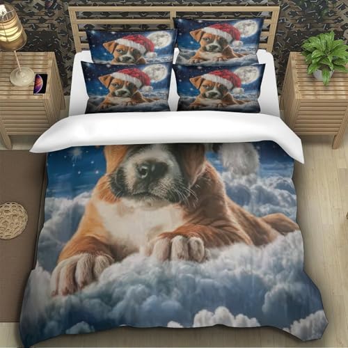 Housse de couette chiot de Noël 140x200 microfibre lit simple ado - 5