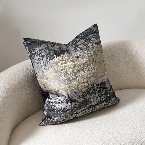 TINOART Gold Splashed Gray 20x20 Inch Throw Pillows Cover