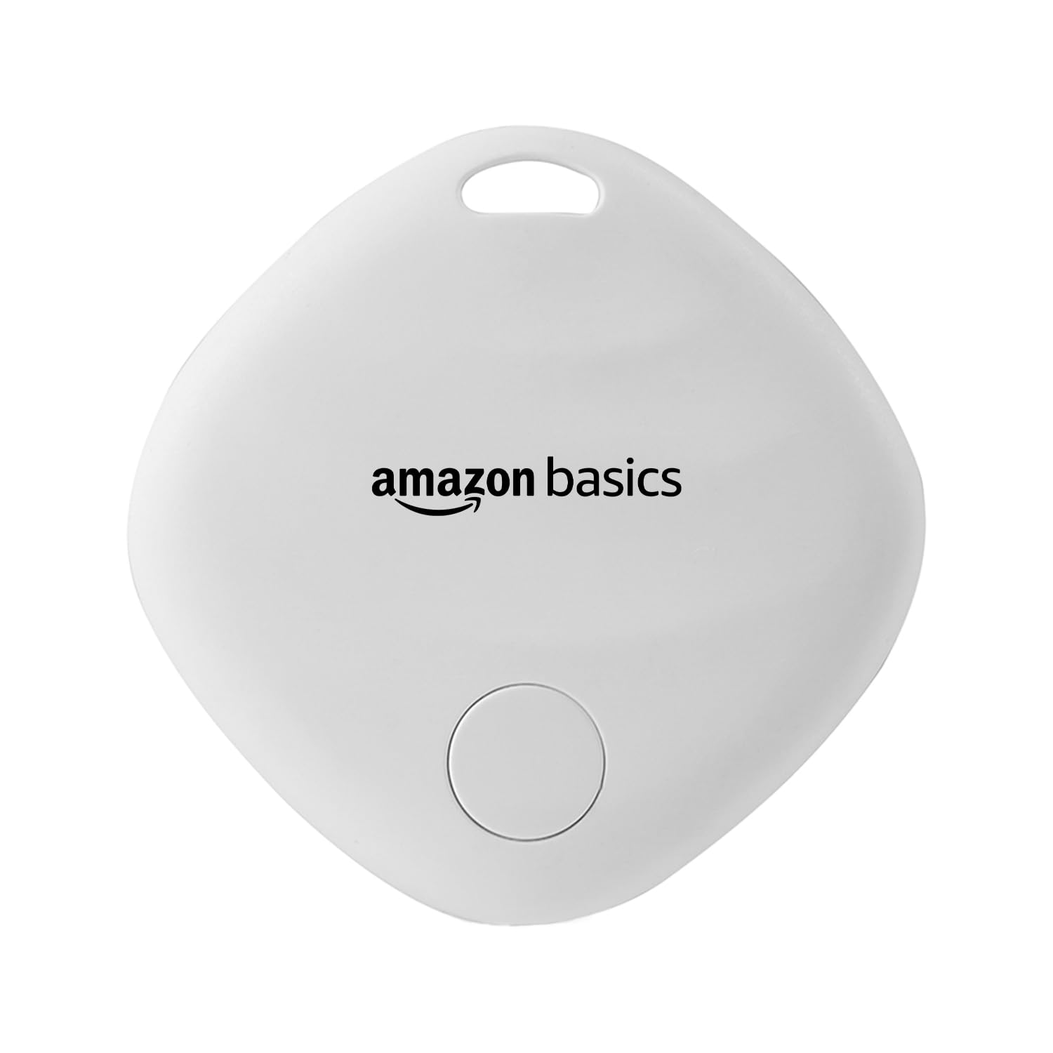 Amazon Basics Aero Tag for iOS | Apple Find My Network Tracker | Bluetooth 5.3 | No SIM Needed | Anti-Lost & Loud 80dB Alert | Keys, Wallets, Bags | 1-Year Battery | Lightweight Plastic (White)