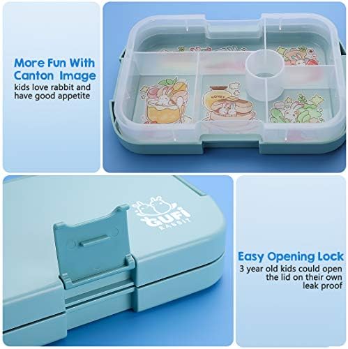 JIAQI Kids Lunch Box - Leakproof Bento Boxes 6 Compartment Lunch, Plastic Food Storage Container Great for Boys and Girls for School Travel Picnics