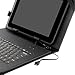 Skque Universal Leather Case Cover Stand with Micro Cable Keyboard for 10 Inch Tablets, Black [NEW Updated Version]