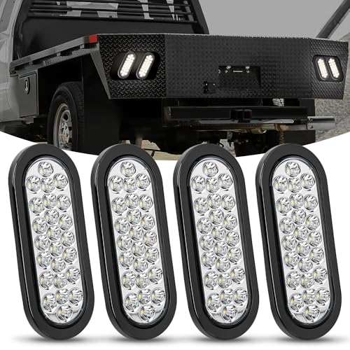 Image of Nilight 6 inch Oval Trailer Tail Light 4PCS White 24LED Back Up Reverse Lights