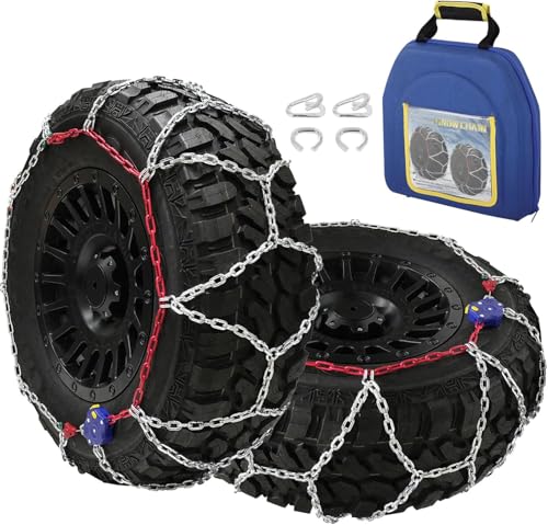 SCITOO Snow Chains For Car Pickup Trucks SUV,Universal Emergency Tire Traction Chain,Anti-Skid Thickening Tire Chains Width 255 265 275 285mm(16' 17' 17.5' 18' 20' 22')- Set of 2