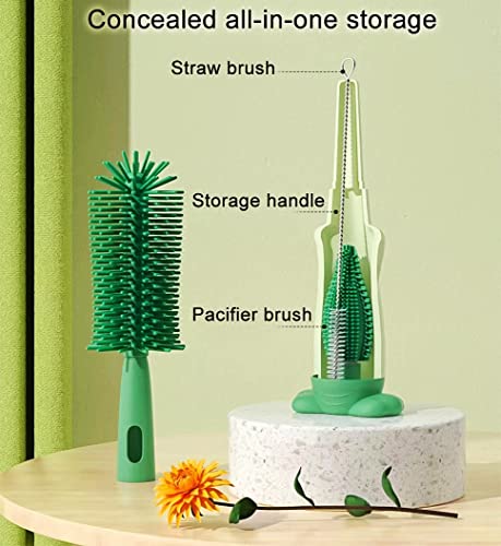 Ywauou Silicone Baby Bottle Brush Nipple Cleaner 3 In 1 Multifunctional Cleaning Brush, Straw Brushes, Tiny Bottle Gap Cup Lid Crevice Detail Cleaning Brush - U-Shaped Silicone Bottle Cleaner Brush #TOP5