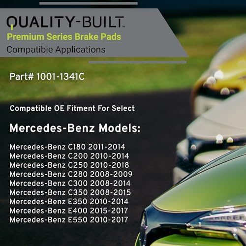 Image of QUALITY-BUILT Rear Ceramic Brake Pads, Premium 1001-1341C, Compatible with 2008-2018 Mercedes-Benz (C180,C200,C250,C280,C300,C350,E350,E400,E550)