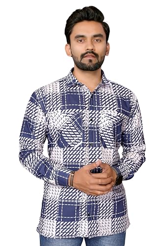 Image of GURIK Men's Cotton Box Checkered Slim Fit Casual Shirt with Chest Pocket, Full Sleeve Shirt for Formal & Casual Wear