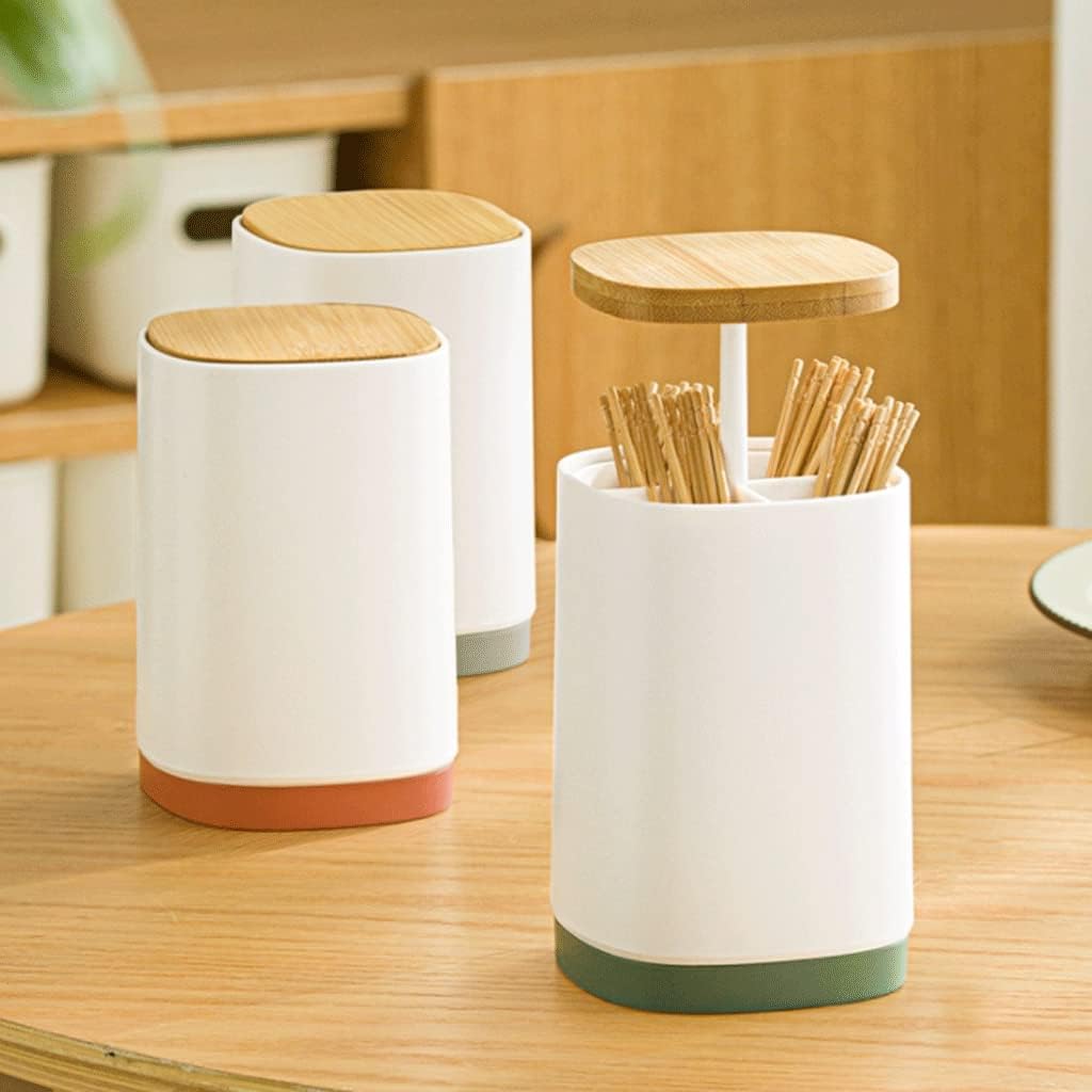 Ceramic Toothpicks Container ，Plastic Toothpick Case，Fashion Push Type Toothpick Holder Portable Toothpick Dispenser Reusable Dispenser Compartment Toothpicks Case Chic(Red)