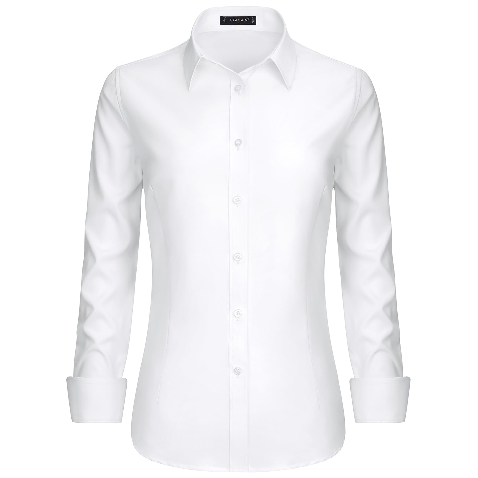 Camicia Donna Manica Lunga No Stiro Blusa Elegante Regular Fit Camicetta Classica per Ufficio Lavoro Cerimonia vestibilità Comoda