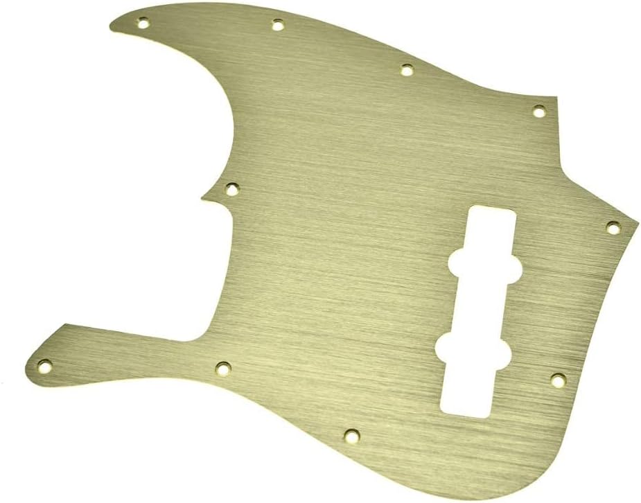 KAISH 10-Hole Metal Anodized Aluminium J Bass Style Pick Guard Modern Style Bass Pickguard for USA/Mexico Jazz J Bass Gold