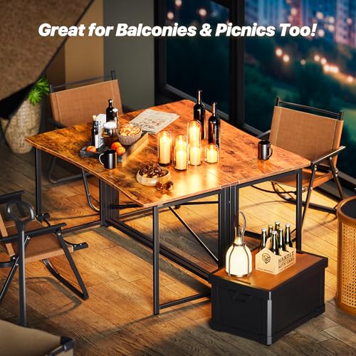 Image of Huuger Folding Desk for Small Spaces, 47.2 Inch Foldable Computer Table | Easy Assembly, Small Writing Work Office Computer Desk, for Home Office, Study, Bedroom, Dorm, Space Saving, Rustic Brown