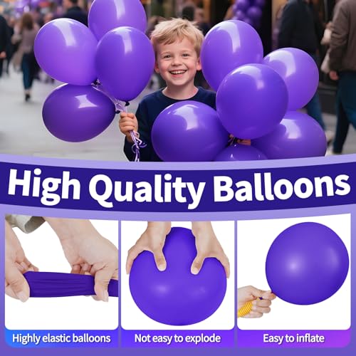 Image of Purple Latex Party Balloons, 110 Pack 12 inch Round Helium Balloons for Wedding Graduation Halloween Birthday Party Backdrop Decorations