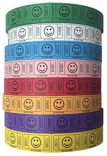 The Ticket Gurus-(4) Single Smile Rolls- 2000 Tickets Per Roll (Assorted 4 Colors)