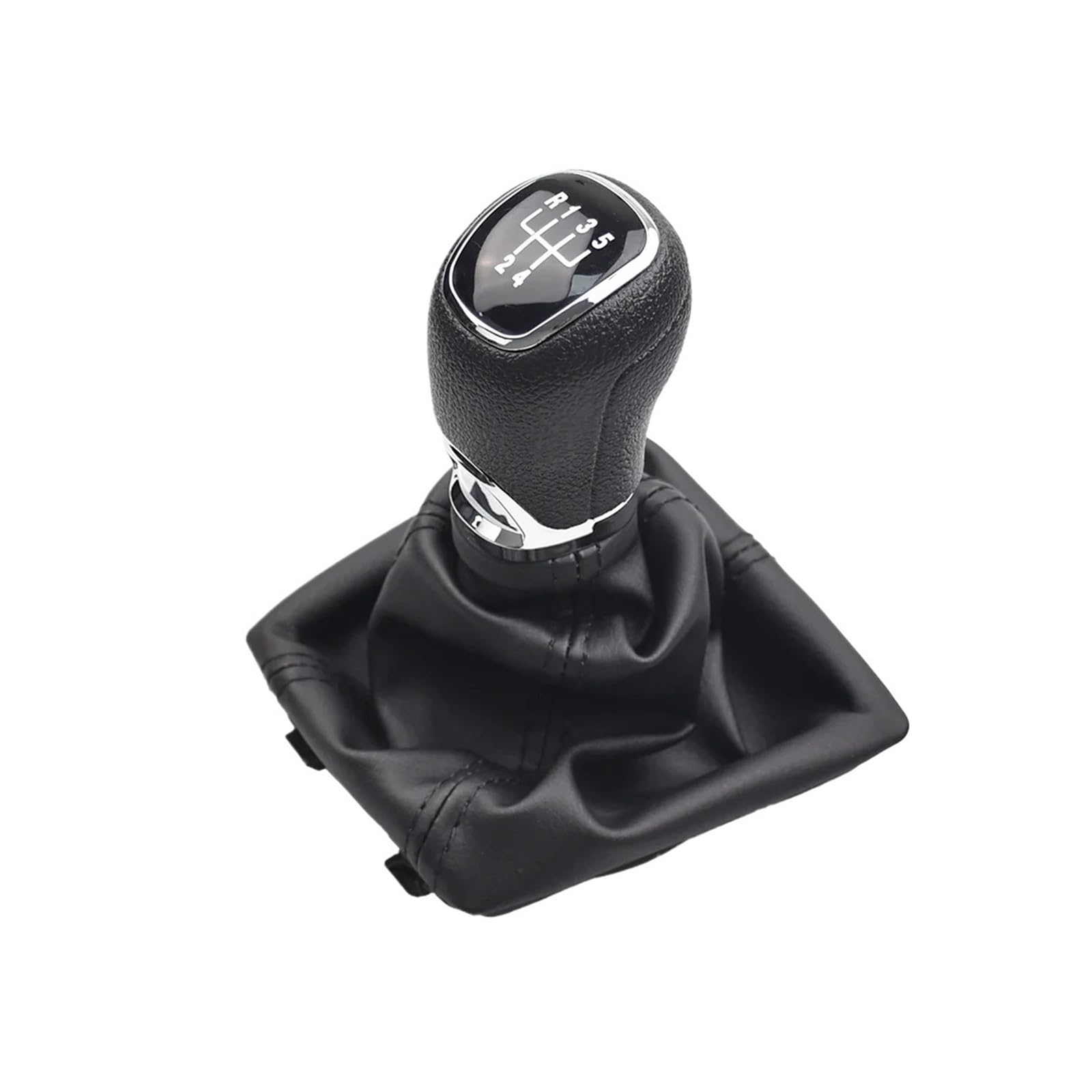 Qwqaab 5 Speed Manual Gear Knob For Skoda For Octavia A7 Mk3 2014-2019 12Mm 5/6 Speed Shifter Lever Collar Manual Gear Shift Knob Pu Gaiter Boot(5 Speed)