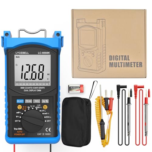 Image of Digital Multimeter 9999 Counts,Dual Display Analogue Bar Graph LCD Monitor Voltage Meter Tester Ammeter for Measures AC /DC Voltage Current Resistance Capacitance Frequency Auto Ranging Diodes