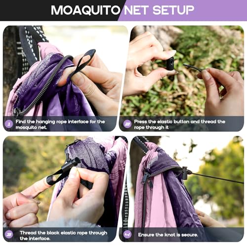 Image of Camping Hammock Mosquito Net,Double & Single Portable Hammocks for Kids Hammocks with 2 Tree Straps,Hammock Tent for Travel Camping,Camping Accessories for Indoor Outdoor Hiking Backpacking