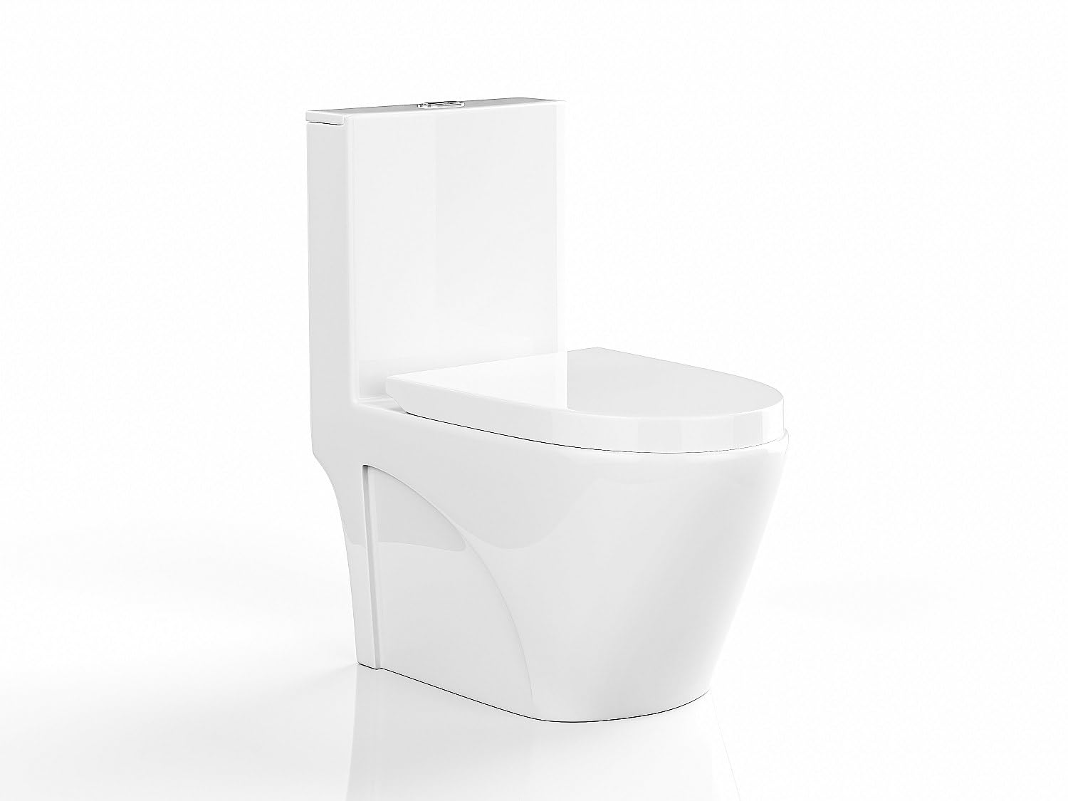 Vente-unique - WC à poser blanc brillant en céramique - Evacuation verticale - NAGILAM