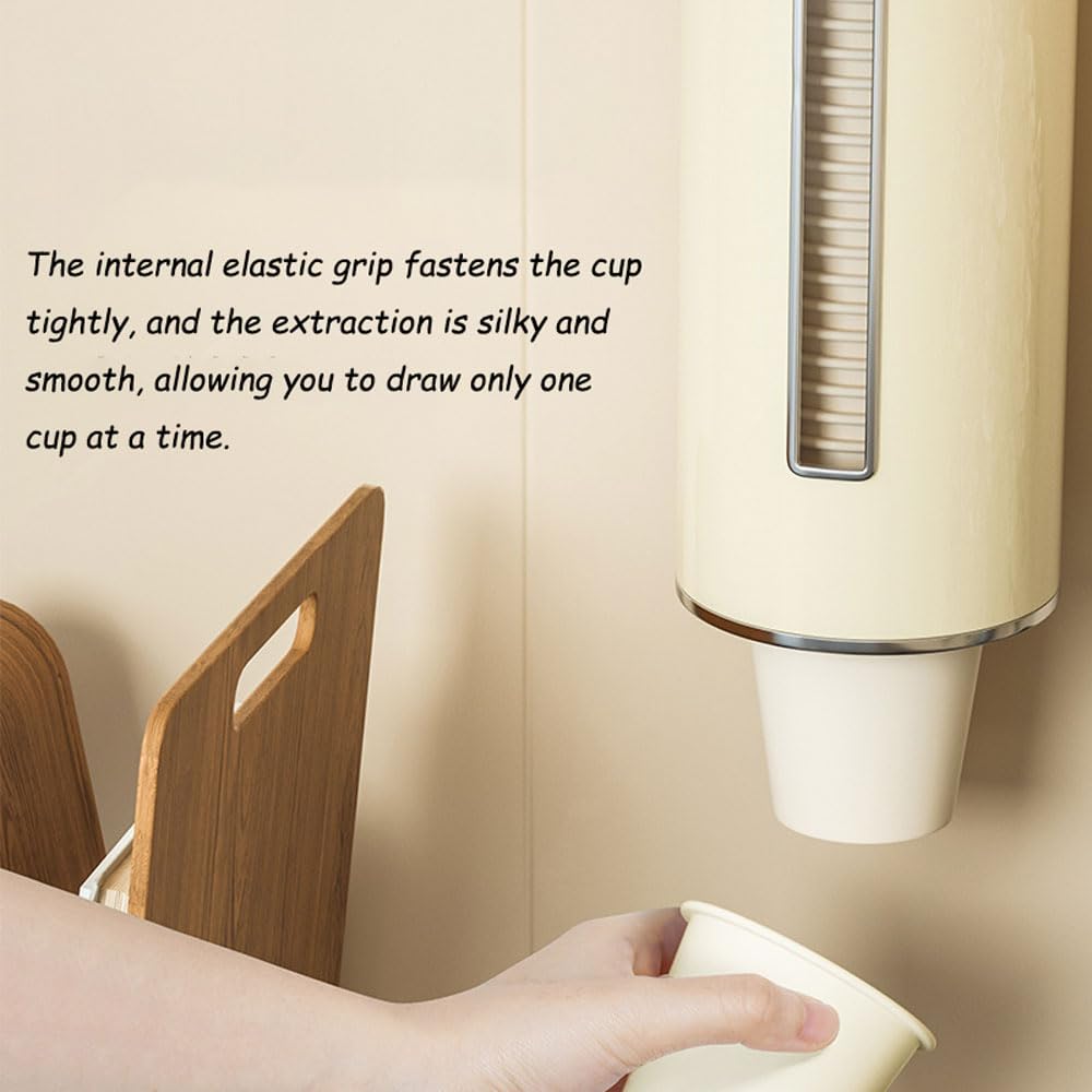 Dispensador de vasos de papel desechables,hecho de plástico respetuoso con el medio ambiente,resistente al agua y al polvo,Diseño de montaje en pared-gran capacidad,para oficina, restaurante, hospital