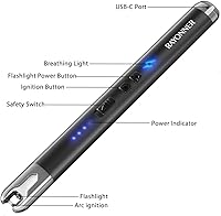 Vista 3 de RAYONNER Encendedor eléctrico para velas, encendedor recargable USB ARC (2 unidades, negro y oro rosa)